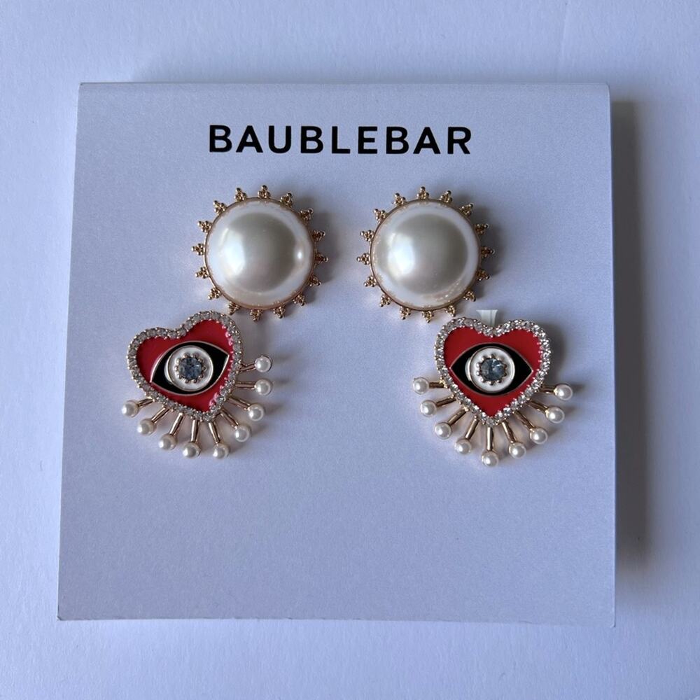 Baublebar Pearl Crystal and Evil Eye Heart Earring Set